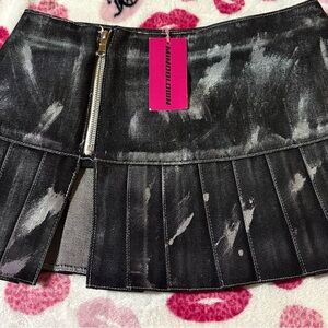 Tripp NYC Distressed Black and Silver Mini Skirt